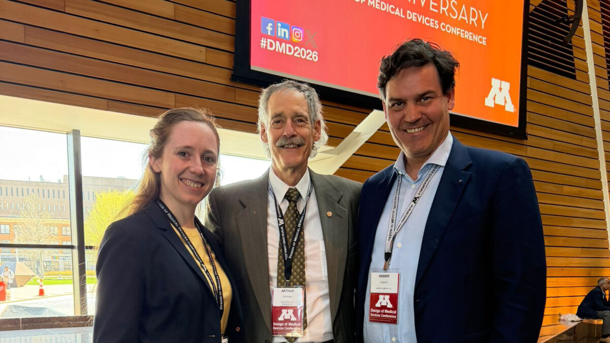 Arthur Erdman with AKRUS CEO Rainer Höpfl and Head or Research of Janina Siring